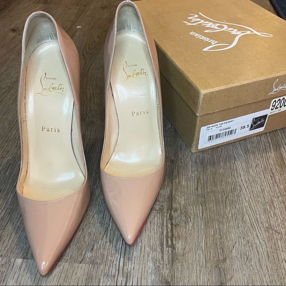 Christian Louboutin So Kate 120 Patent Nude, 38.5